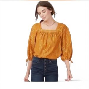Lauren Conrad Mustard Yellow Peasant Top | XS